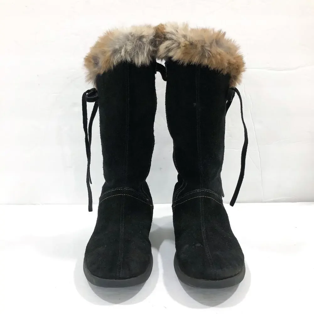 Primigi Black Suede Tall Fur Trim Boots